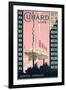 Cunard Line' - Werbeplakat für Reisen von Europa nach Amerika mit der Reederei Cunard Line-Kenneth Shoesmith-Framed Giclee Print