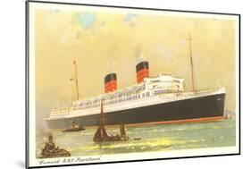 Cunard Mauretania, Ocean Liner-null-Mounted Art Print