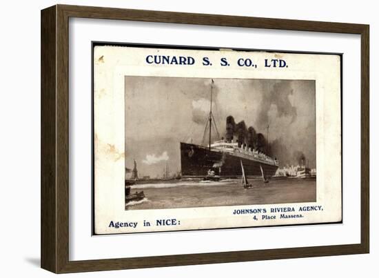 Cunard S.S. Co, R.M.S Lusitania and Mauretania-null-Framed Giclee Print