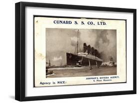 Cunard S.S. Co, R.M.S Lusitania and Mauretania-null-Framed Giclee Print