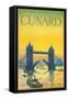 Cunard, Tower Bridge Travel Poster-null-Framed Stretched Canvas