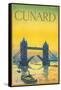 Cunard, Tower Bridge Travel Poster-null-Framed Stretched Canvas