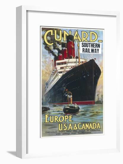 Cunard Travel Poster-null-Framed Art Print