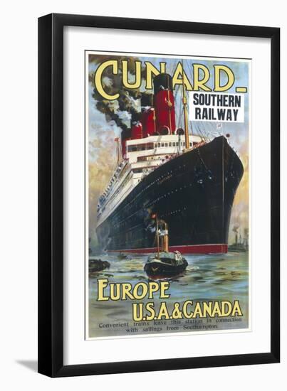 Cunard Travel Poster-null-Framed Art Print