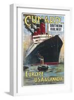 Cunard Travel Poster-null-Framed Art Print