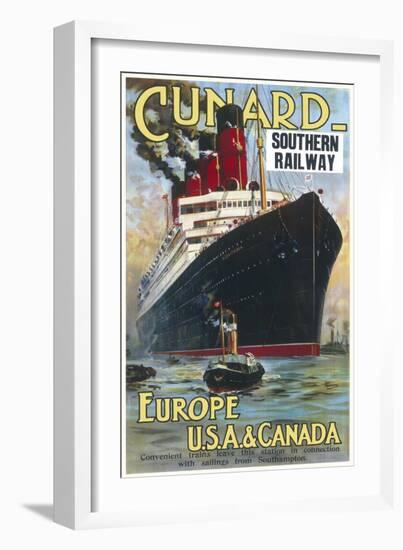 Cunard Travel Poster-null-Framed Art Print