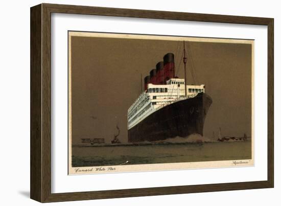 Cunard White Star Line, Steamer Aquitana, Biplane-null-Framed Giclee Print