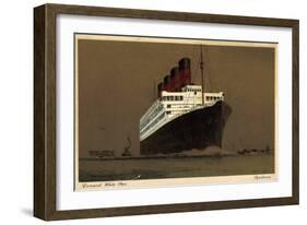 Cunard White Star Line, Steamer Aquitana, Biplane-null-Framed Giclee Print