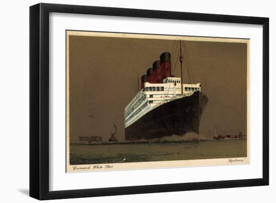 Cunard White Star Line, Steamer Aquitana, Biplane-null-Framed Giclee Print