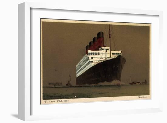 Cunard White Star Line, Steamer Aquitana, Biplane-null-Framed Giclee Print