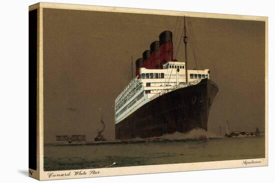 Cunard White Star Line, Steamer Aquitana, Biplane-null-Stretched Canvas