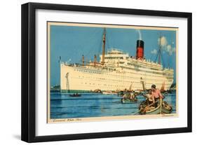 Cunard White Star Ocean Liner, Franconia-null-Framed Art Print