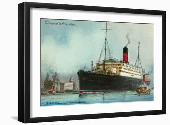 Cunard White Star, Old Ocean Liner-null-Framed Art Print