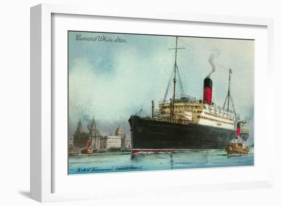 Cunard White Star, Old Ocean Liner-null-Framed Art Print