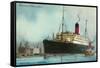 Cunard White Star, Old Ocean Liner-null-Framed Stretched Canvas