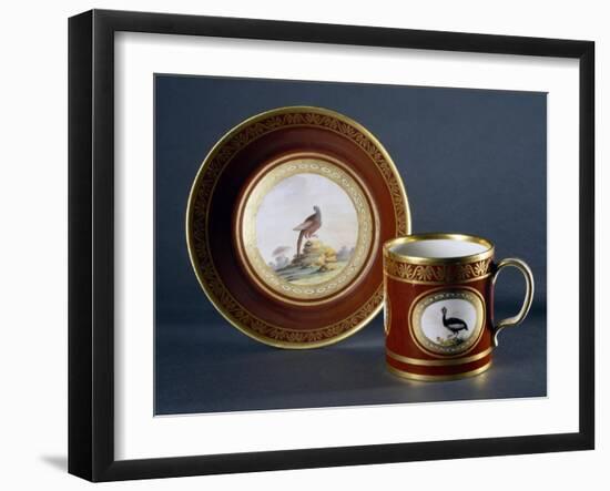 Cup and Saucer Decorated with Birds, 1790-null-Framed Giclee Print