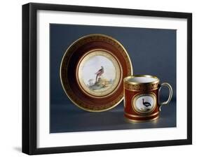 Cup and Saucer Decorated with Birds, 1790-null-Framed Giclee Print