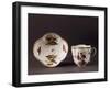 Cup and Saucer Decorated with Birds and Butterflies-null-Framed Giclee Print