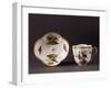 Cup and Saucer Decorated with Birds and Butterflies-null-Framed Giclee Print