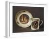 Cup and Saucer Decorated with Courtly Scenes in Austrian Setting-null-Framed Giclee Print