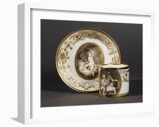 Cup and Saucer Decorated with Cupids, Grisaille, 1791-null-Framed Giclee Print