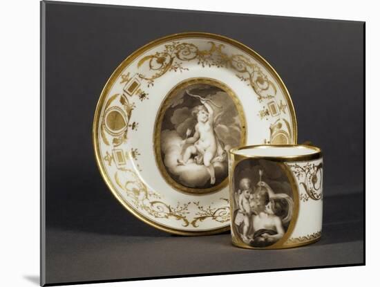 Cup and Saucer Decorated with Cupids, Grisaille, 1791-null-Mounted Giclee Print