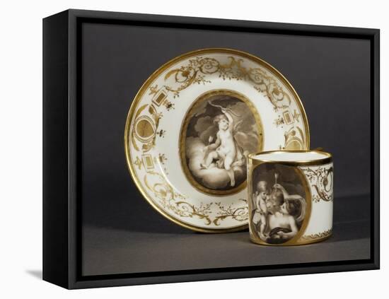 Cup and Saucer Decorated with Cupids, Grisaille, 1791-null-Framed Stretched Canvas