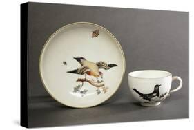 Cup and Saucer Decorated with Figures of Birds, Ceramic, 1790-null-Stretched Canvas