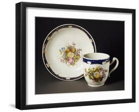 Cup and Saucer Decorated with Flowers and Fruit, Ceramic, 1780-null-Framed Giclee Print