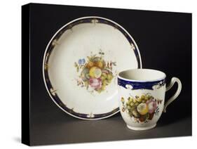 Cup and Saucer Decorated with Flowers and Fruit, Ceramic, 1780-null-Stretched Canvas