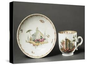 Cup and Saucer Decorated with Garden Views, 1780-null-Stretched Canvas