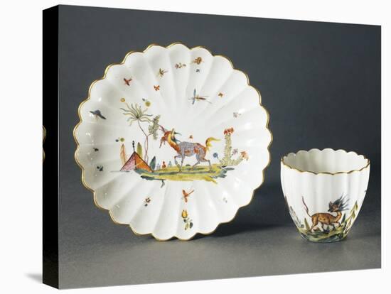 Cup and Saucer Decorated with Imaginary Animals, 1740-null-Stretched Canvas