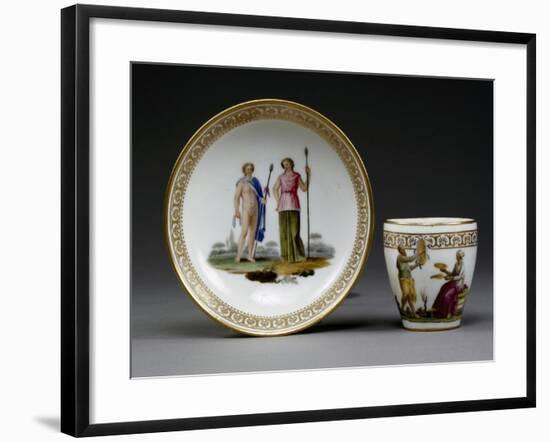 Cup and Saucer, Porcelain, Royal Workshop of King Ferdinand Manufacture, Naples, Italy-null-Framed Giclee Print