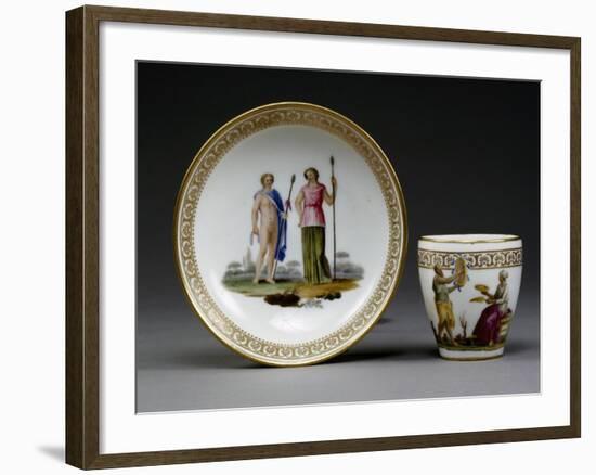 Cup and Saucer, Porcelain, Royal Workshop of King Ferdinand Manufacture, Naples, Italy-null-Framed Giclee Print