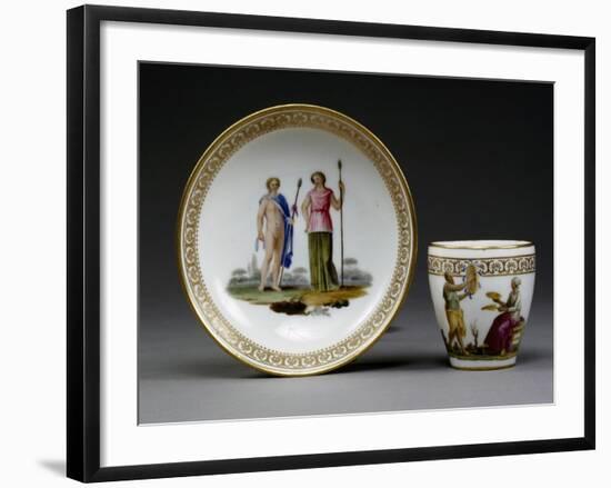 Cup and Saucer, Porcelain, Royal Workshop of King Ferdinand Manufacture, Naples, Italy-null-Framed Giclee Print
