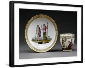 Cup and Saucer, Porcelain, Royal Workshop of King Ferdinand Manufacture, Naples, Italy-null-Framed Giclee Print