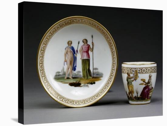 Cup and Saucer, Porcelain, Royal Workshop of King Ferdinand Manufacture, Naples, Italy-null-Stretched Canvas