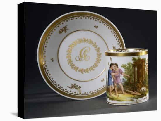 Cup and Saucer with Decorations Inspired by Idyll XXII by Swiss Poet Gessner, 1801-null-Stretched Canvas