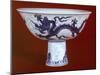 Cup Decorated with Dragon, White and Blue Ceramic, China-null-Mounted Giclee Print