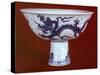 Cup Decorated with Dragon, White and Blue Ceramic, China-null-Stretched Canvas