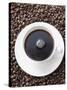 Cup of Black Coffee on Coffee Beans-null-Stretched Canvas