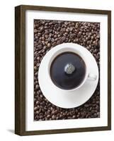 Cup of Black Coffee on Coffee Beans-null-Framed Photographic Print