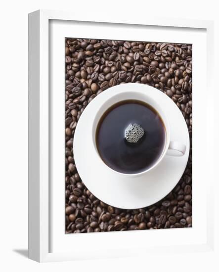 Cup of Black Coffee on Coffee Beans-null-Framed Photographic Print