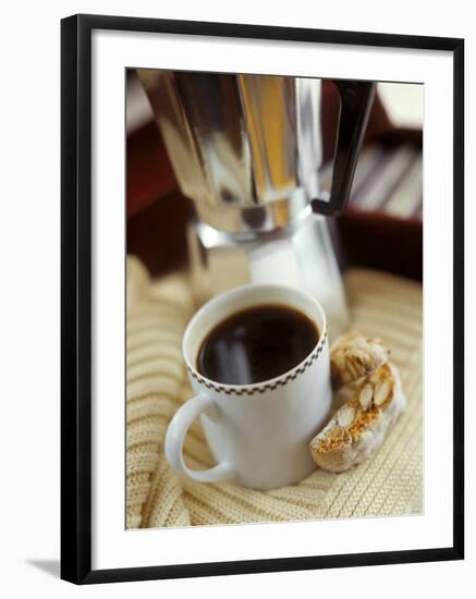 Cup of Coffee and Biscotti (Italian Almond Biscuits)-Jean Cazals-Framed Photographic Print