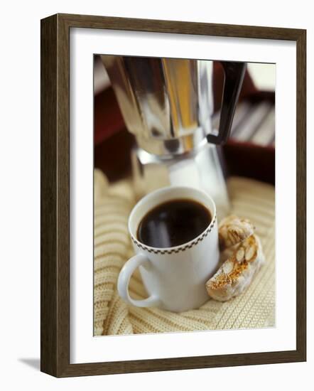 Cup of Coffee and Biscotti (Italian Almond Biscuits)-Jean Cazals-Framed Photographic Print