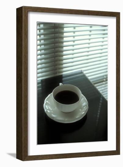 Cup of Coffee and Venetian Blinds-null-Framed Art Print