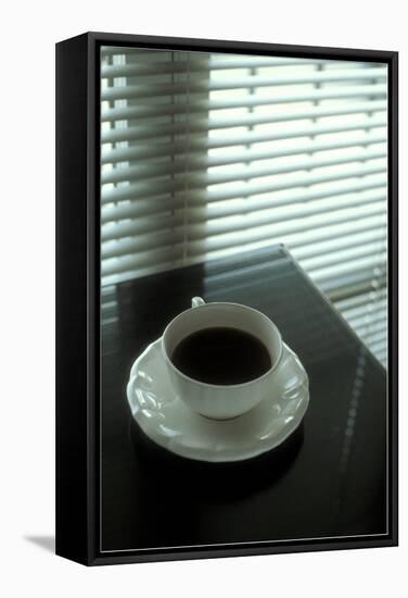 Cup of Coffee and Venetian Blinds-null-Framed Stretched Canvas