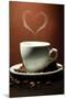 Cup Of Coffee With Smoke In Shape Of Heart On Brown Background-Yastremska-Mounted Art Print
