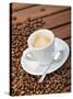 Cup of Espresso and Coffee Beans-Chris Schäfer-Stretched Canvas