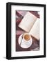 Cup of Hot Tea and Reading on a Blanket, Instagram Style Toned. Top View Point.-alenkasm-Framed Photographic Print